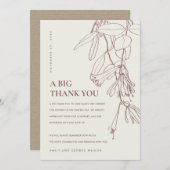 レトロ赤面オフ白線スケッチ結婚フローラ サンキューカード (正面/裏面)