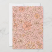 レトロ赤面ピンクオレンジ結婚花模様 招待状 (裏面)