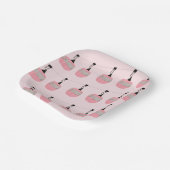 レトロ赤面ピンクスキーゴンドラリフトスキーヤー ペーパープレート (傾斜あり)