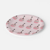 レトロ赤面ピンクスキーゴンドラリフトスキーヤー ペーパープレート (アングル)