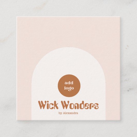 レトロ赤面ピンクテラコッタアーチキャンドル スクエア名刺 (正面)