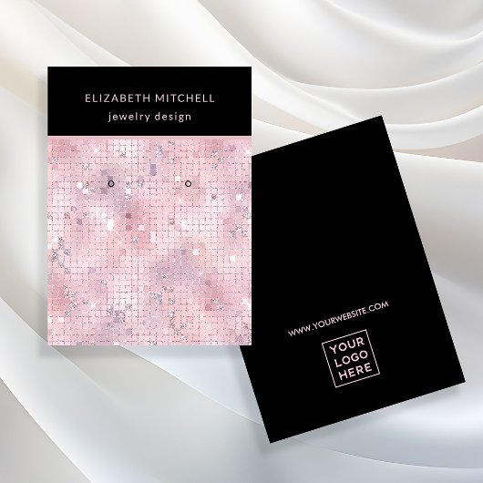 レトロ赤面ピンクディスコグラム |イヤリングディスプレイカード 名刺