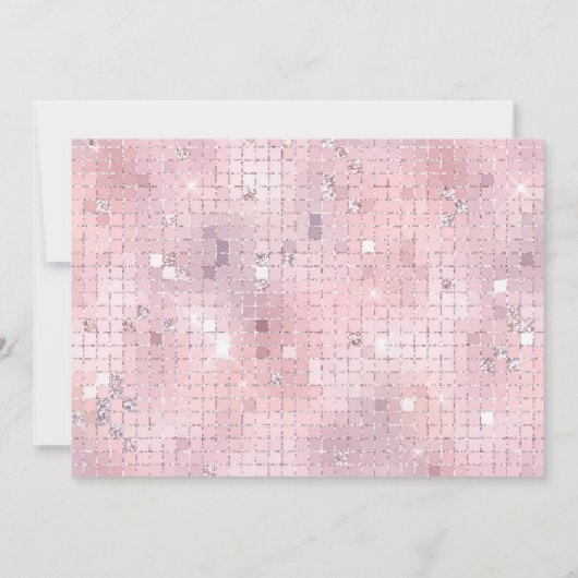 レトロ赤面ピンクディスコボール鏡 |モノグラム ノートカード (裏面)