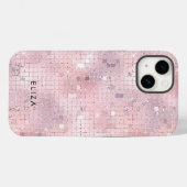 レトロ赤面ピンクディスコ鏡 |モノグラム Case-Mate iPhoneケース (裏面 (横))