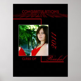 レトロ赤黒卒業ポスター ポスター