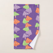 レトロ踊りキノコパターン（の模様が）あるキッズ バスタオルセット (ハンドタオル)