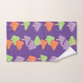 レトロ踊りキノコパターン（の模様が）あるキッズ バスタオルセット (ハンドタオル)