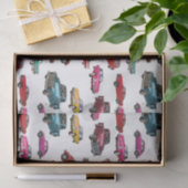 レトロ車とトラックのパターン 薄葉紙 (ギフト)