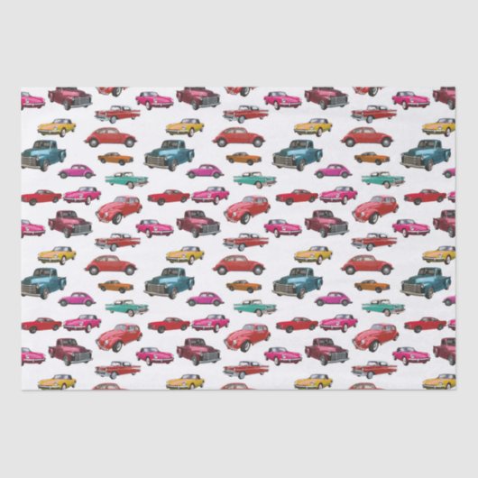 レトロ車とトラックのパターン 薄葉紙 (正面)