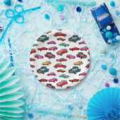 レトロ車とトラック模様 ペーパープレート (パーティー)