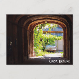 レトロ車とメールボックスOdesa Ukraineはがき ポストカード