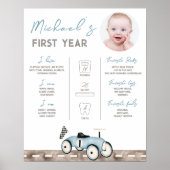 レトロ車に乗ってフォトマイルストーンサイン ポスター (正面)