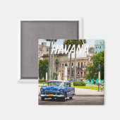 レトロ車のハバナ通り マグネット (正面/裏面)