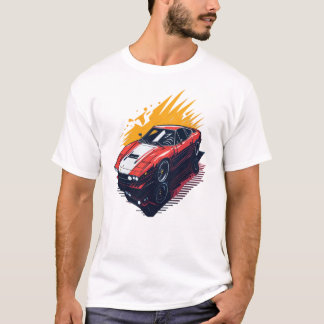 レトロ車のフラットデザイン非常に詳細 Tシャツ