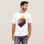 レトロ車のフラットデザイン非常に詳細 Tシャツ (正面フル)
