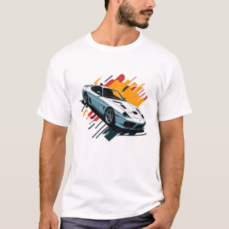 レトロ車のフラットデザイン非常に詳細 Tシャツ
