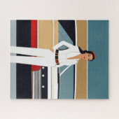 レトロ車の女性 ジグソーパズル (横)