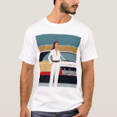 レトロ車の女性 Tシャツ (正面)