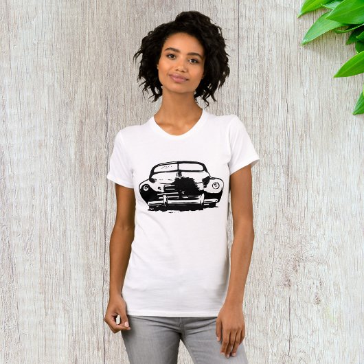 レトロ車の女性Tシャツ Tシャツ