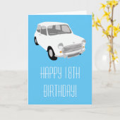 レトロ車の幸せな第18バースデー・カード カード (黄色い花)