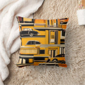 レトロ車の幾何学的マスタードミッドセンチュリー クッション (ブランケット)