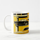 レトロ車の幾何学的マスタードミッドセンチュリー コーヒーマグカップ (左)