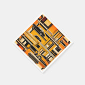 レトロ車の幾何学的マスタードミッドセンチュリー スタンダードカクテルナプキン (角)