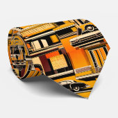 レトロ車の幾何学的マスタードミッドセンチュリー ネクタイ (ロール)