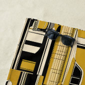 レトロ車の幾何学的マスタードミッドセンチュリー ビーチタオル (インサイチュ)