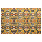 レトロ車の幾何学的マスタードミッドセンチュリー ファブリック (ファットクウォーター)