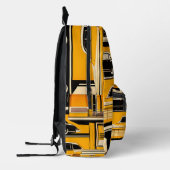 レトロ車の幾何学的マスタードミッドセンチュリー プリントバックパック (左)