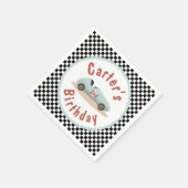 レトロ車の成長2つの高速テーマレーシングフラグ スタンダードカクテルナプキン (角)