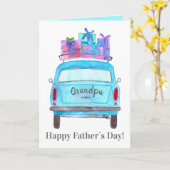 レトロ車カスタマイズ可能な父の日カード カード (黄色い花)