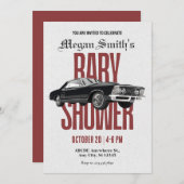 レトロ車クラシックのベビーシャワー 招待状 (正面/裏面)