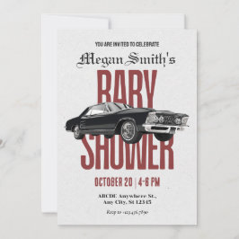 レトロ車クラシックのベビーシャワー 招待状