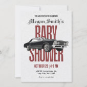 レトロ車クラシックのベビーシャワー 招待状 (正面)