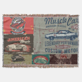 レトロ車デザイン スローブランケット