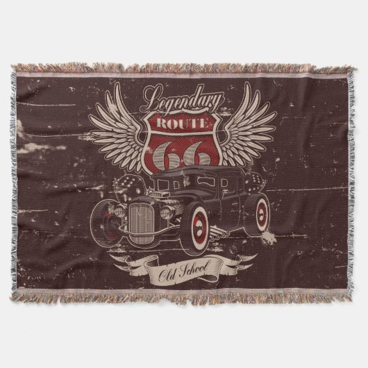 レトロ車デザイン スローブランケット (正面)