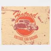 レトロ車デザイン フリースブランケット (正面(横))