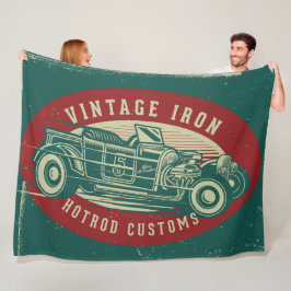 レトロ車デザイン フリースブランケット