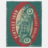 レトロ車デザイン フリースブランケット (正面)