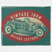 レトロ車デザイン フリースブランケット (正面(横))