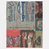 レトロ車デザイン フリースブランケット (正面)