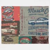 レトロ車デザイン フリースブランケット (正面(横))