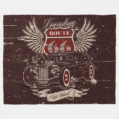 レトロ車デザイン フリースブランケット (正面(横))