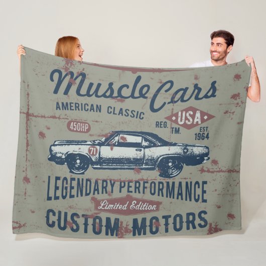 レトロ車デザイン フリースブランケット (インサイチュ)