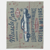 レトロ車デザイン フリースブランケット (正面)