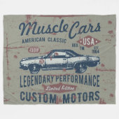 レトロ車デザイン フリースブランケット (正面(横))