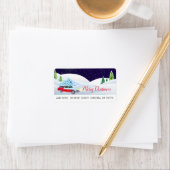 レトロ車メリークリスマスin雪 ラベル (インサイチュ)