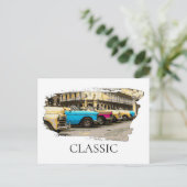 *~*レトロ車ヴィンテージアンティークカラフルクラシック ポストカード (スタンド正面)